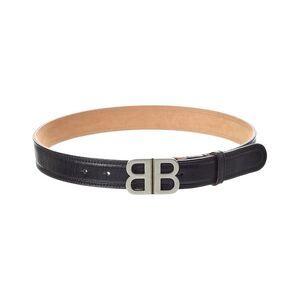 Balenciaga Bb Logo Leather Belt, Black